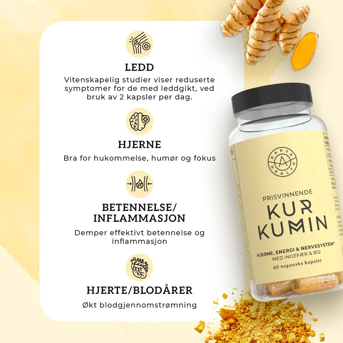 KURKUMIN, INGEFÆR & B12 Aarja Health