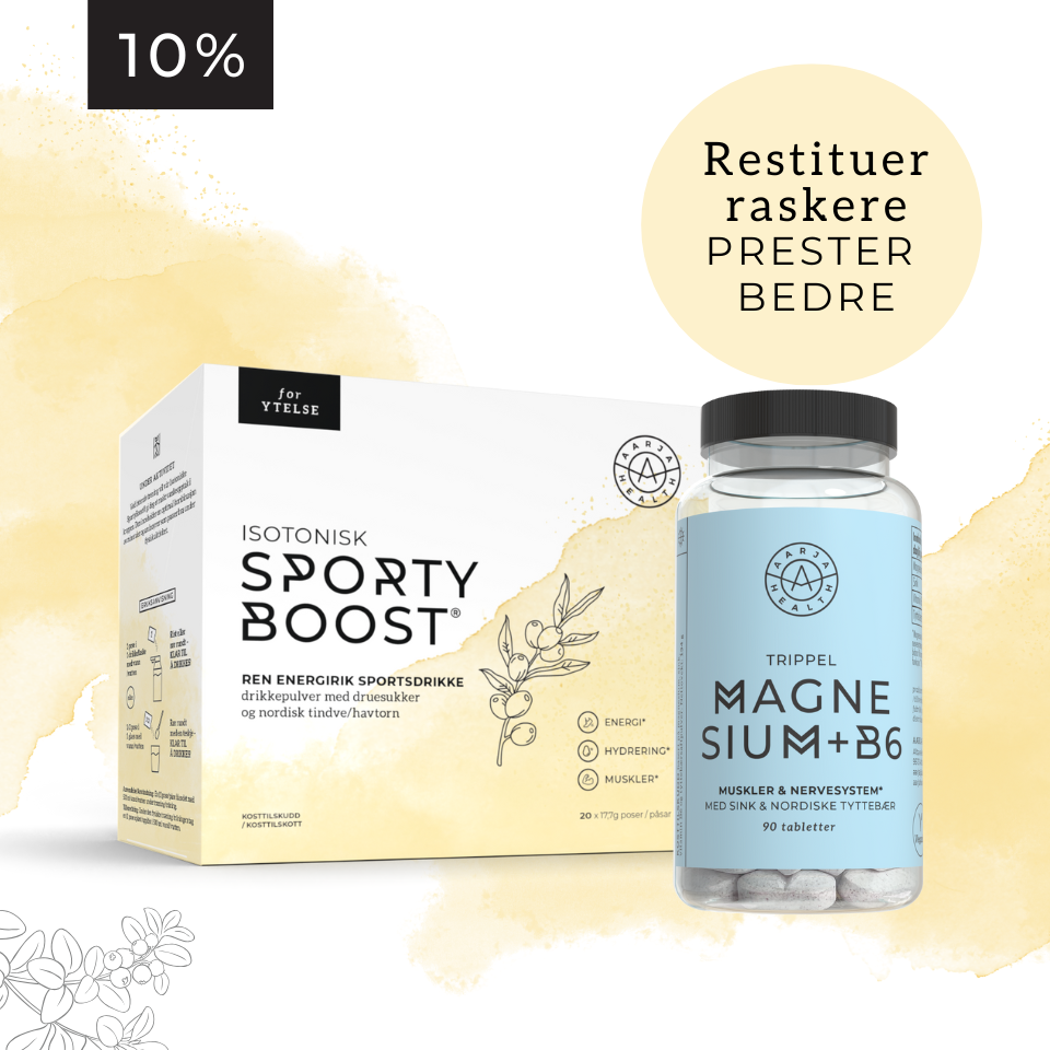 ISOTONISK SPORTY BOOST + TRIPPEL MAGNESIUM Aarja Health Norge