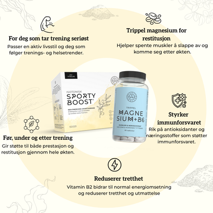 ISOTONISK SPORTY BOOST + TRIPPEL MAGNESIUM Aarja Health Norge