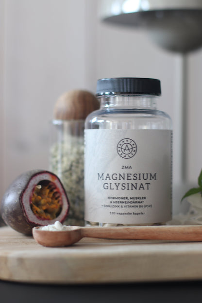 ZMA - MAGNESIUM GLYSINAT MED B6, SINK OG HAMP Aarja Health Norge