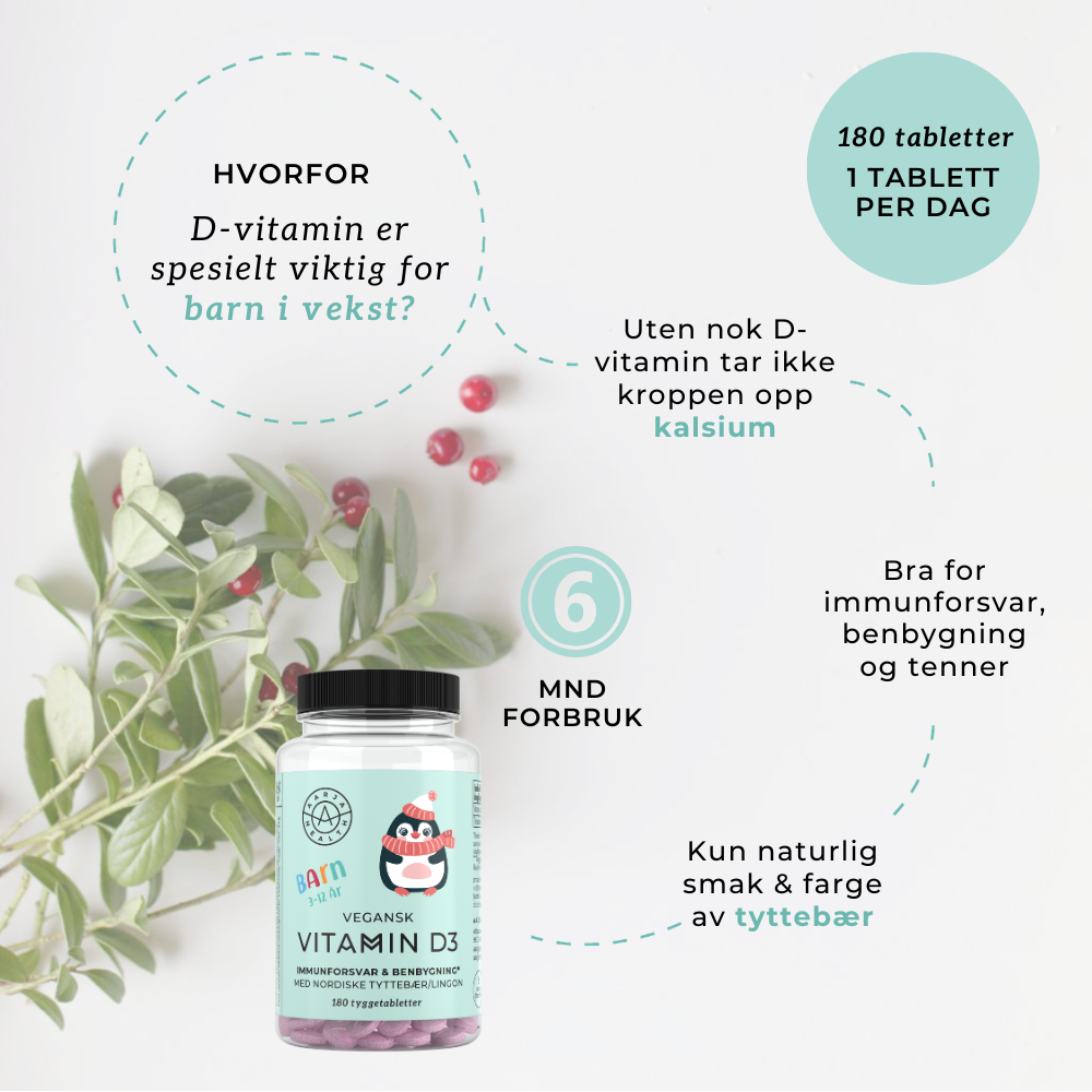VITAMIN D3 MED TYTTEBÆR FOR BARN Aarja Health