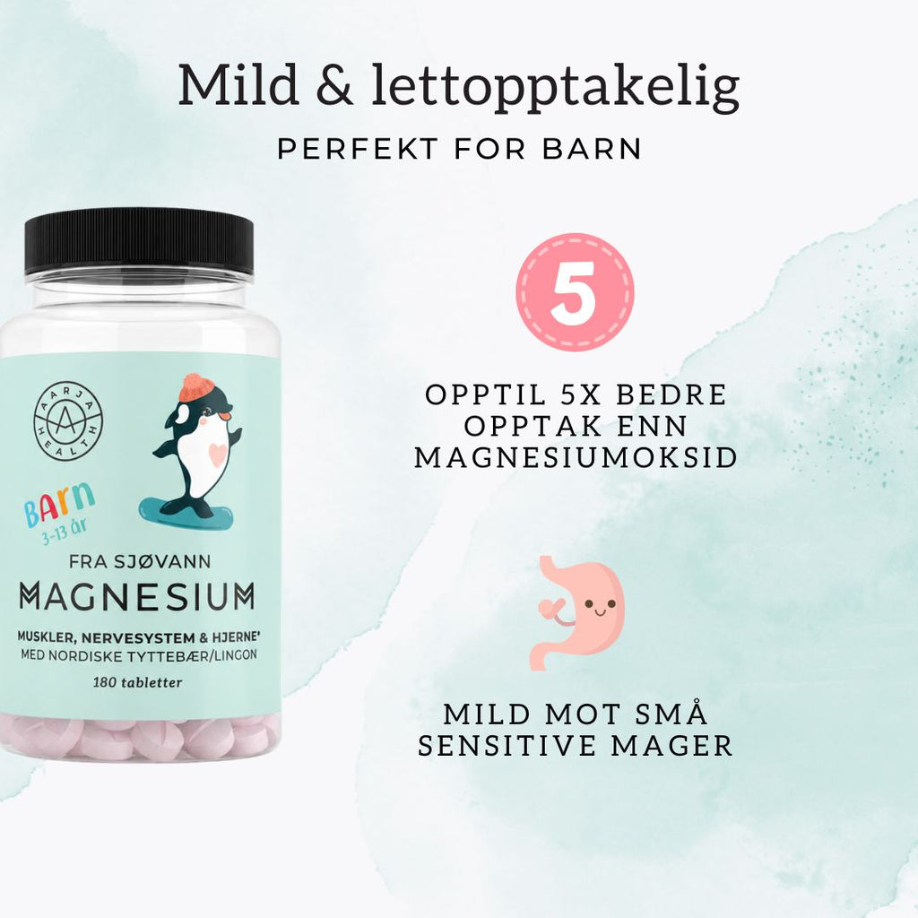 MAGNESIUM MED TYTTEBÆR FOR BARN Aarja Health Norge