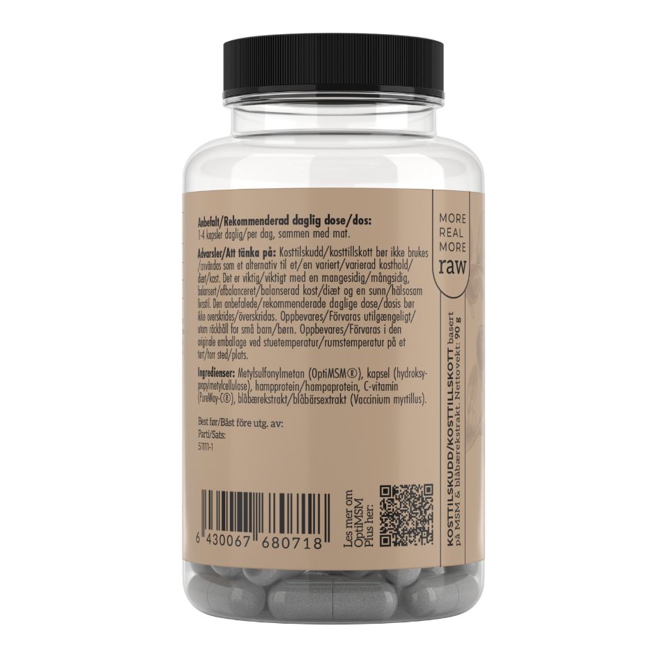 OPTIMSM®, C-VITAMIN & BLÅBÆR (kapsler) Aarja Health Norge