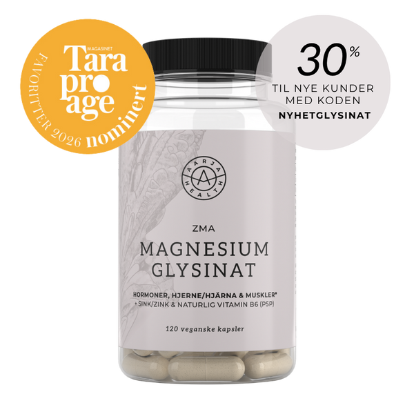 ZMA - MAGNESIUM GLYSINAT MED B6, SINK OG HAMP Aarja Health Norge
