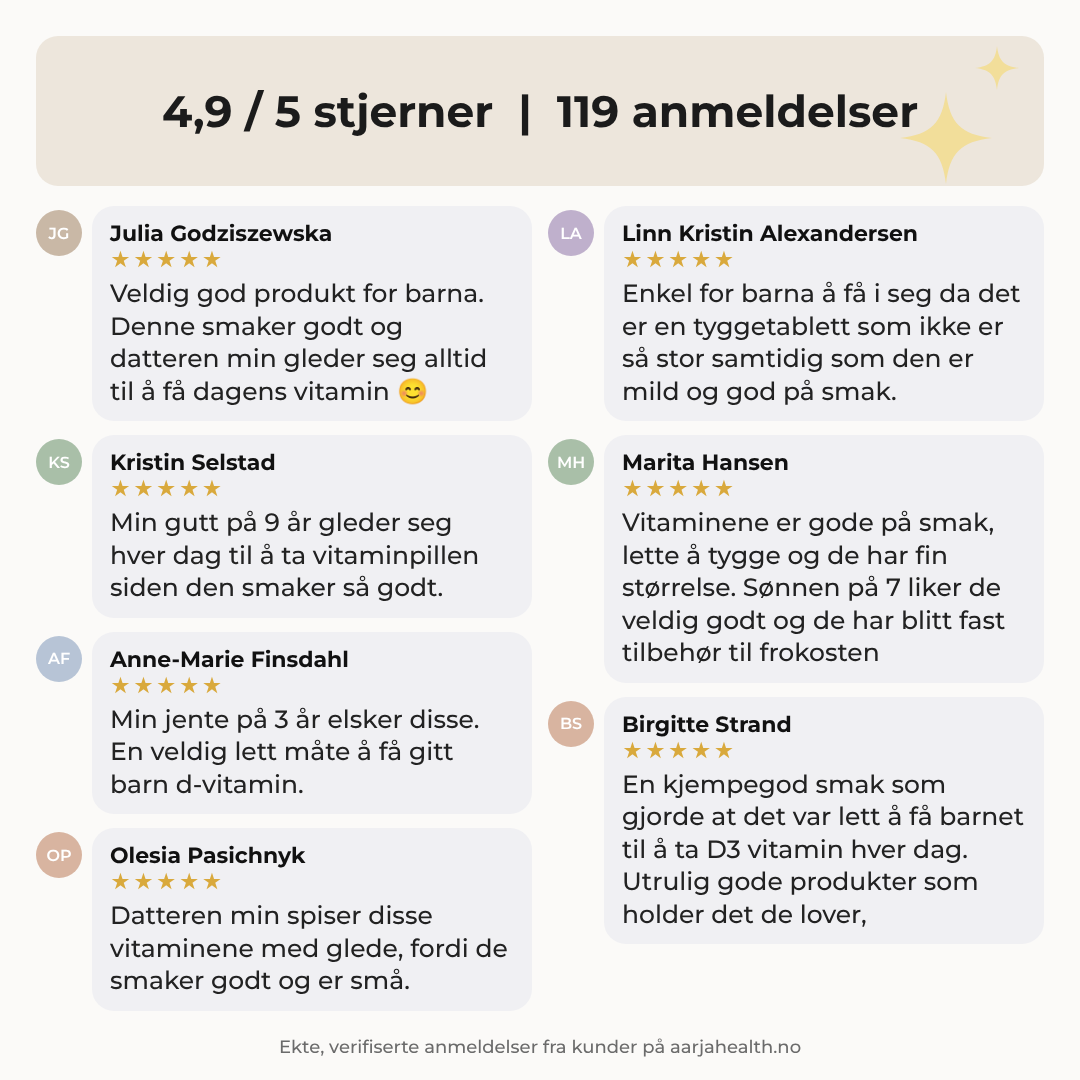 VITAMIN D3 MED TYTTEBÆR FOR BARN Aarja Health